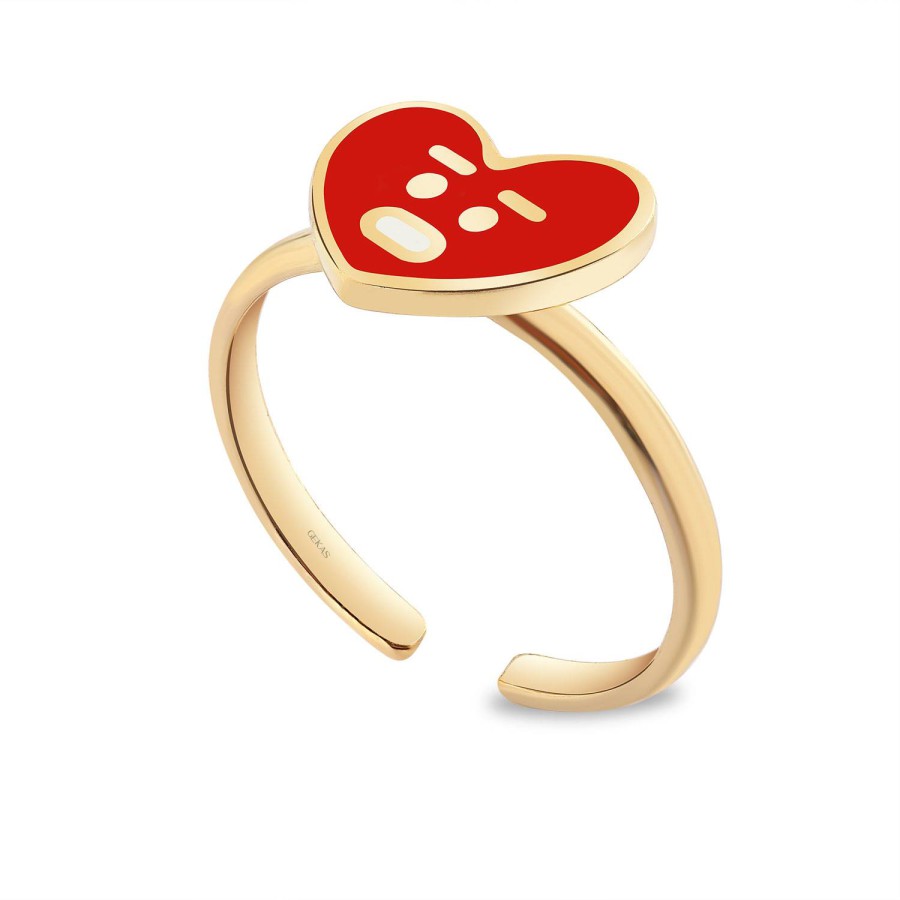 14 Ayar Sarı Altın Kalp Figürlü Mineli Çocuk Yüzük