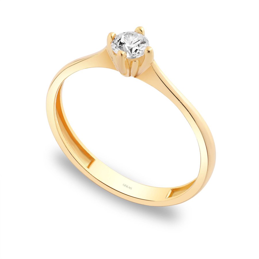 14 Ayar Sarı Altın Tektaş Yüzük