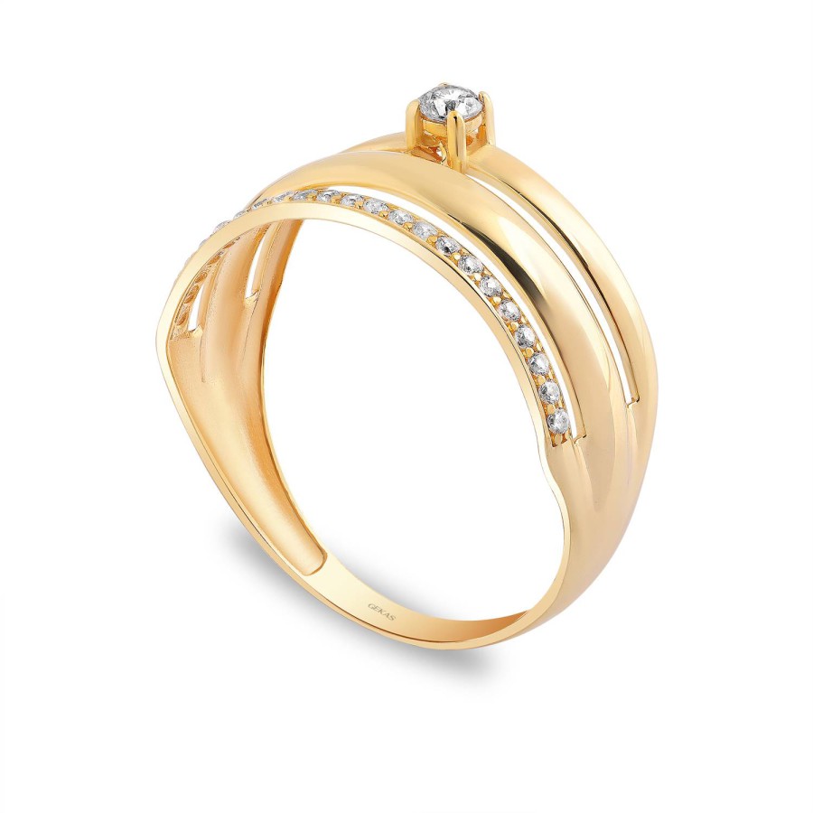 14 Ayar Sarı Altın Taşlı Yüzük