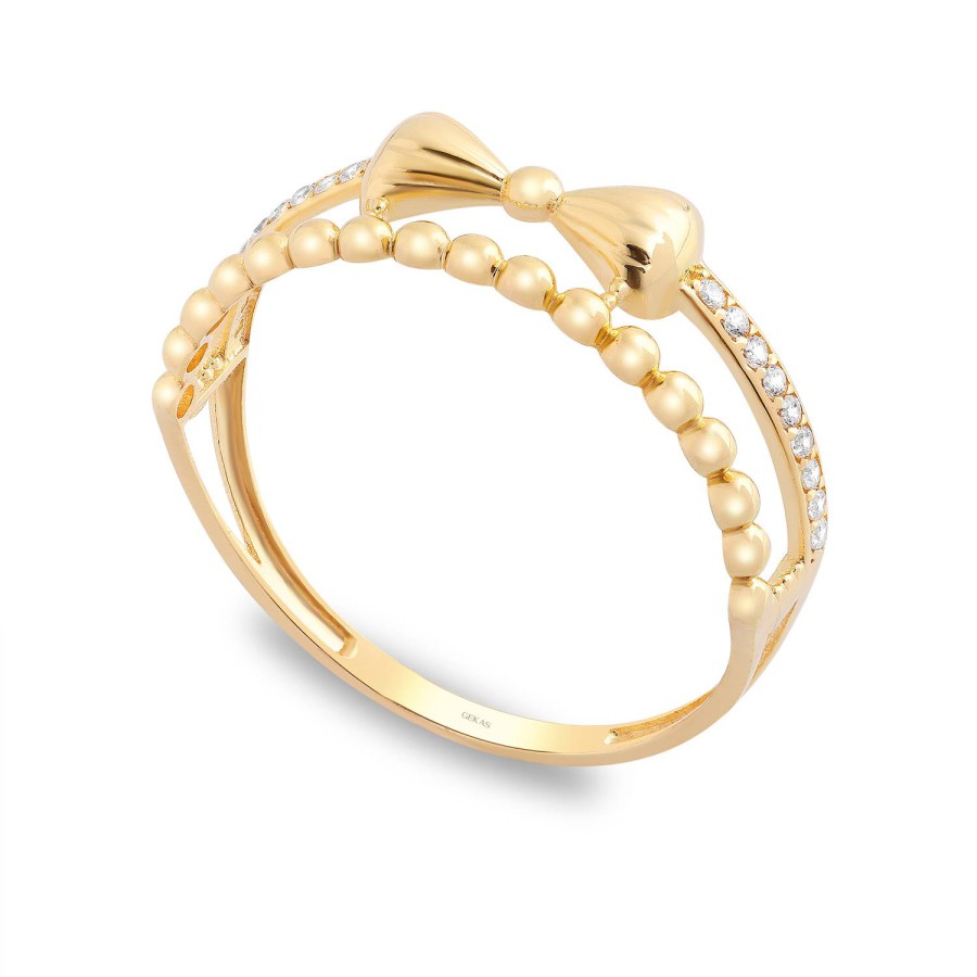 14 Ayar Sarı Altın Papyon Figürlü Taşlı Yüzük