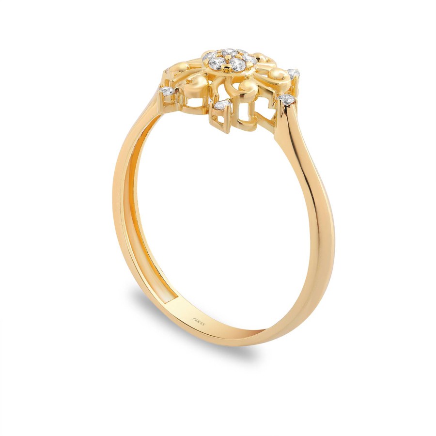 14 Ayar Sarı Altın Güneş Figürlü Taşlı Yüzük