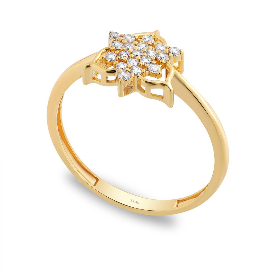 14 Ayar Sarı Altın Taşlı Yüzük