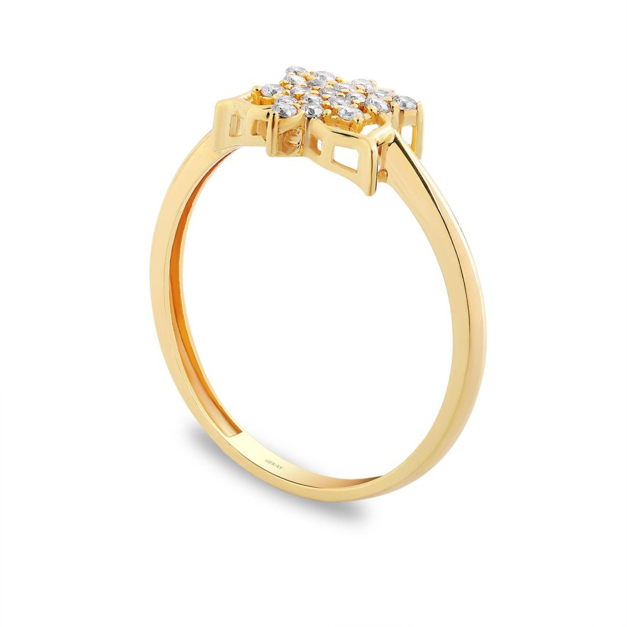 14 Ayar Sarı Altın Taşlı Yüzük