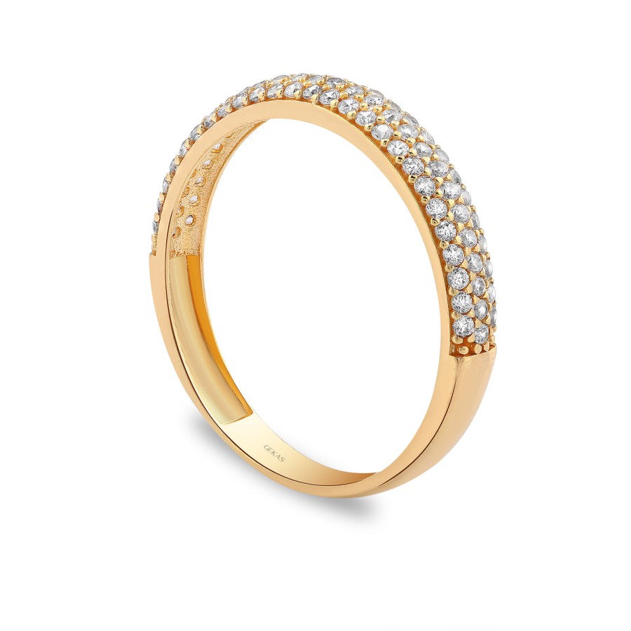 14 Ayar Sarı Altın Yarımtur Taşlı Yüzük