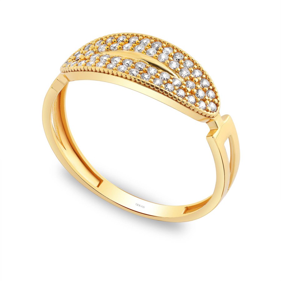 14 Ayar Sarı Altın Taşlı Yüzük