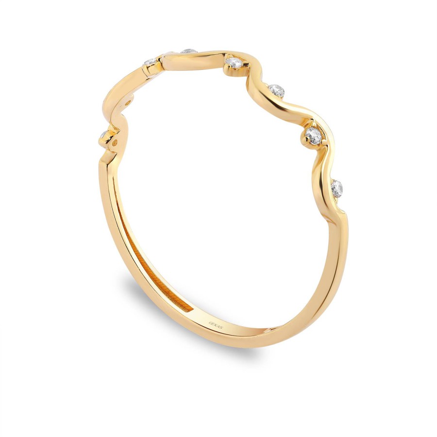 14 Ayar Sarı Altın Taşlı Yüzük