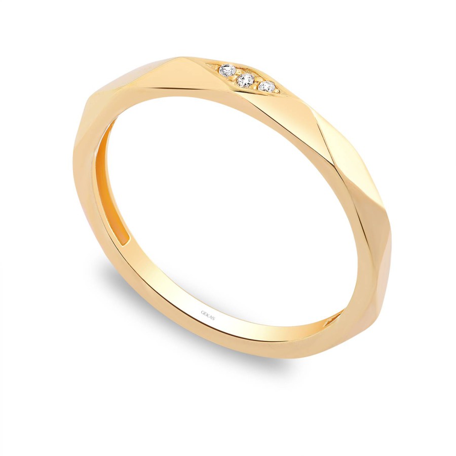 14 Ayar Sarı Altın Taşlı Yüzük