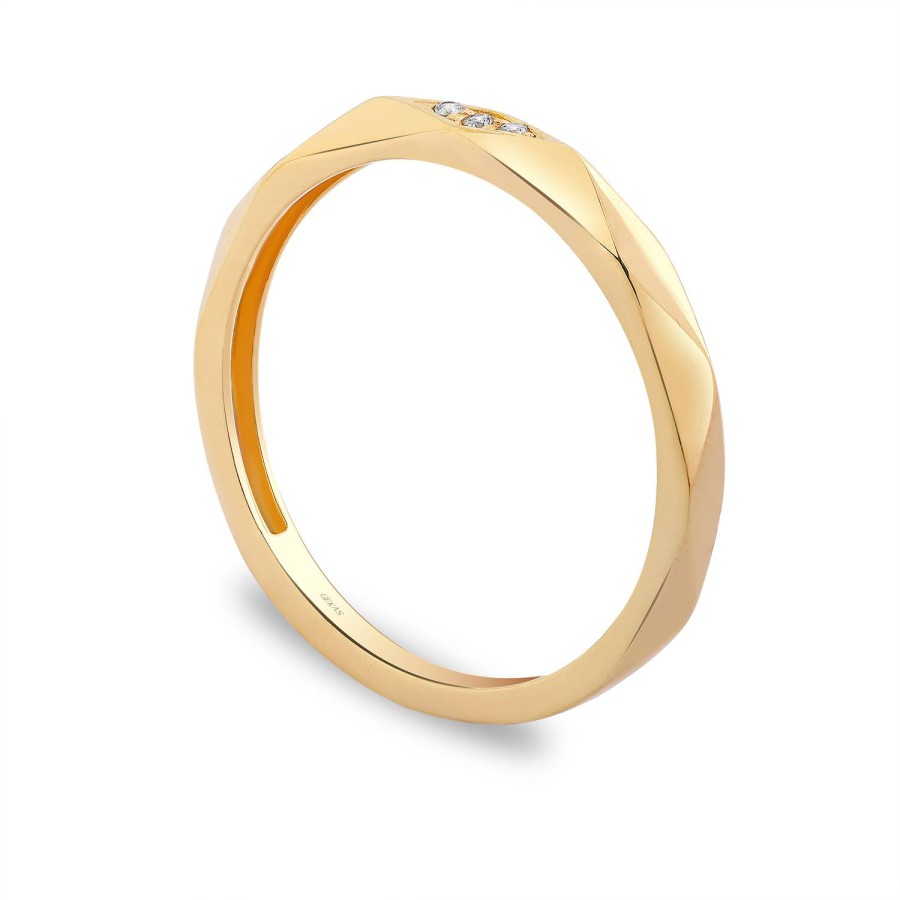 14 Ayar Sarı Altın Taşlı Yüzük