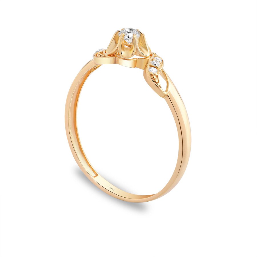 14 Ayar Sarı Altın Taşlı Yüzük