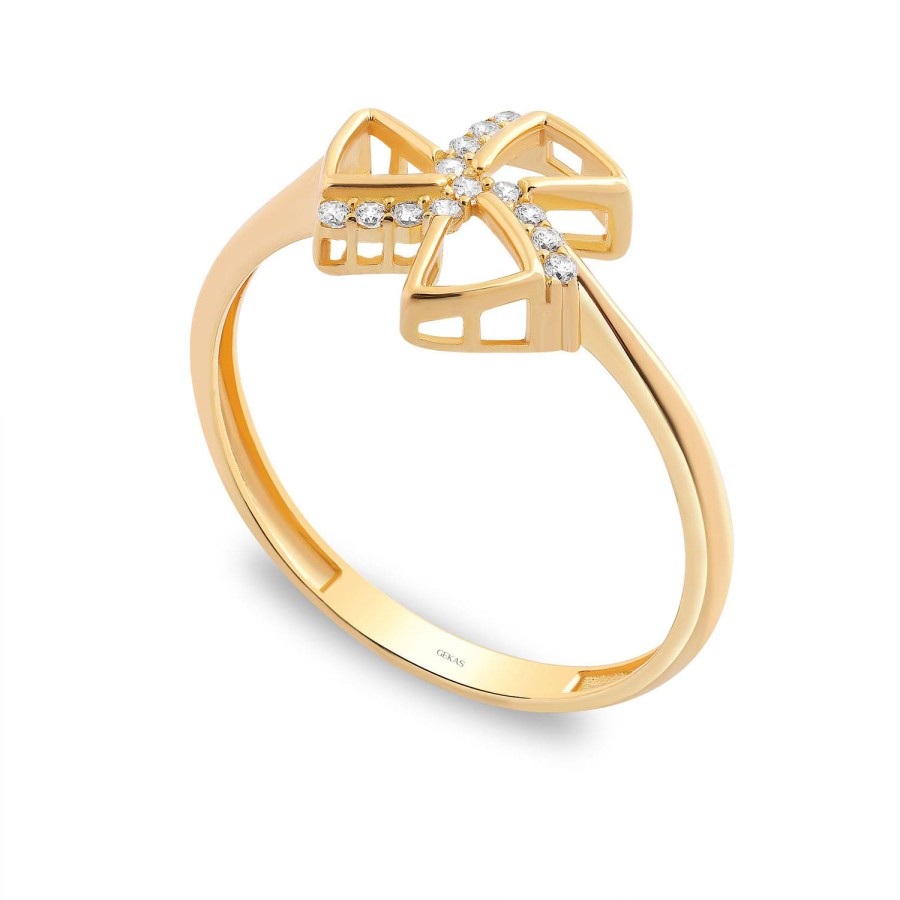 14 Ayar Sarı Altın Özel Tasarım Taşlı Yüzük