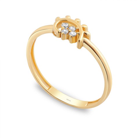 14 Ayar Sarı Altın Göz Figürlü Taşlı Yüzük