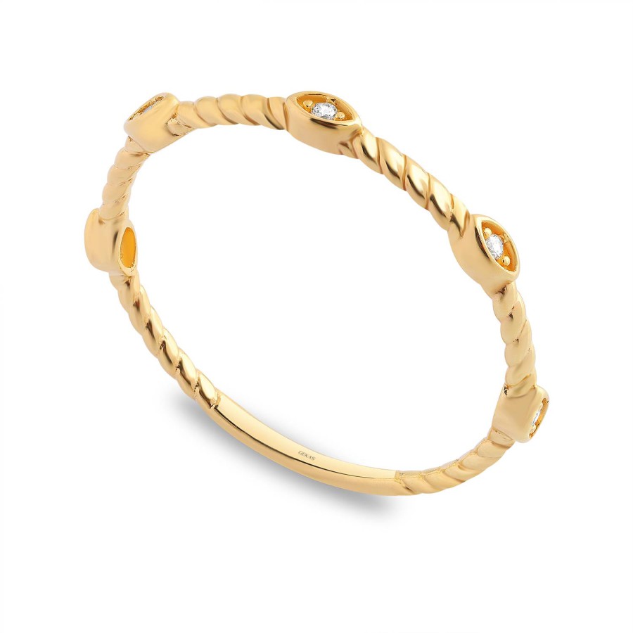 14 Ayar Sarı Altın Burgu Model Taşlı Yüzük