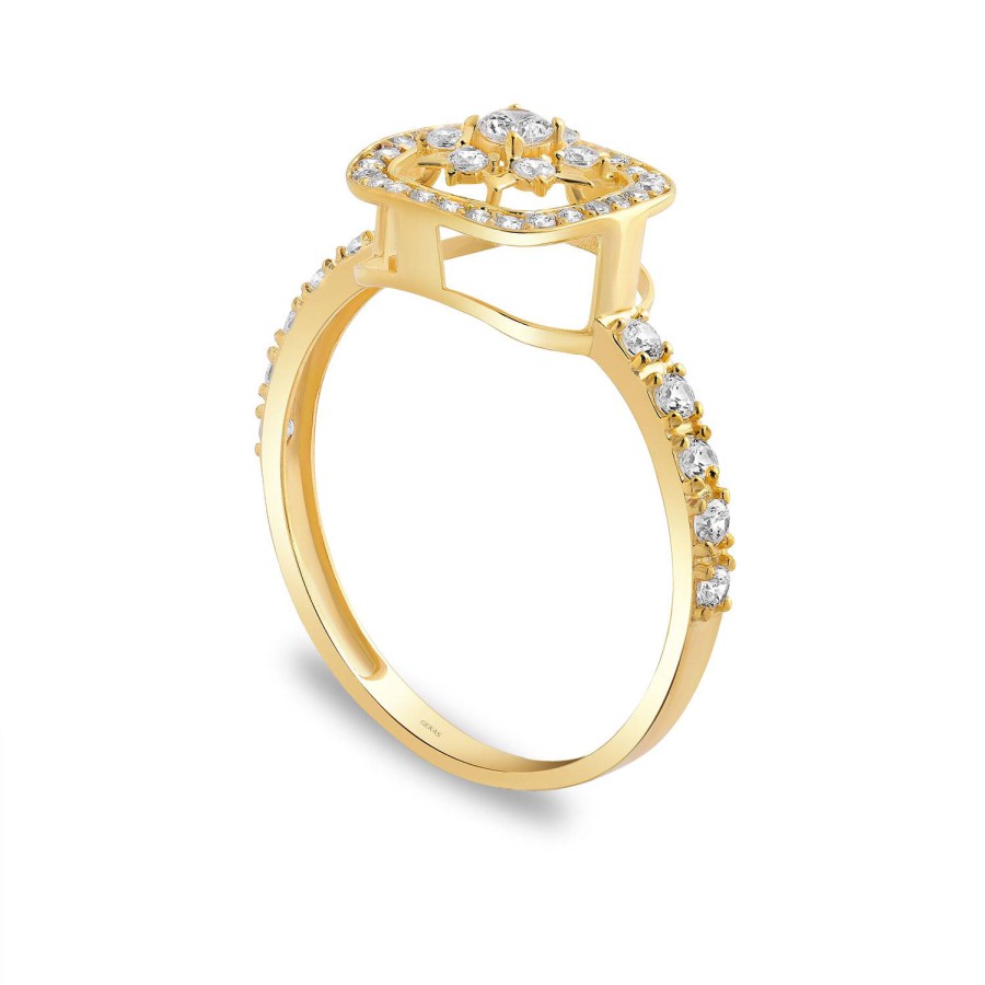 14 Ayar Sarı Altın Taşlı Yüzük