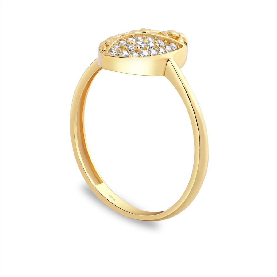 14 Ayar Sarı Altın Taşlı Yüzük