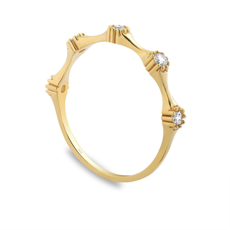 14 Ayar Sarı Altın Taşlı Yüzük