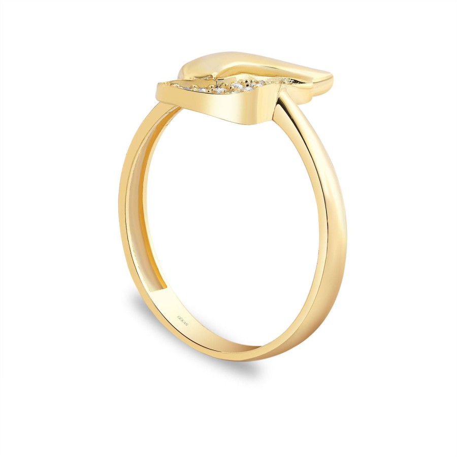 14 Ayar Sarı Altın Taşlı Yüzük