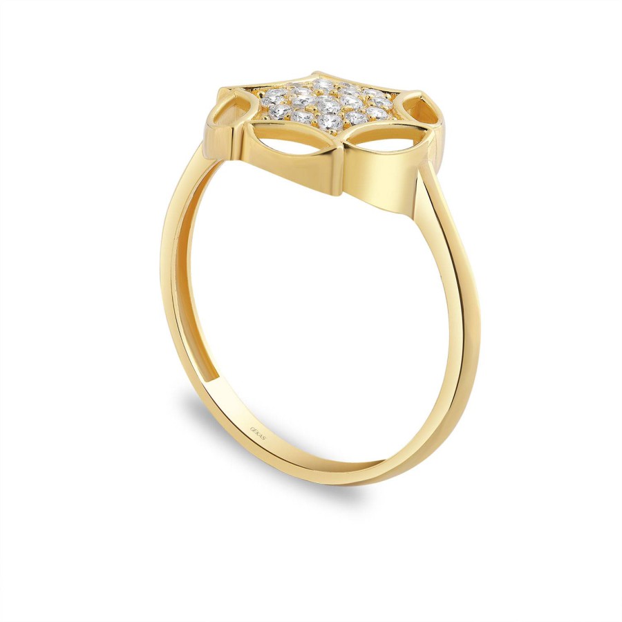 14 Ayar Sarı Altın Taşlı Yüzük