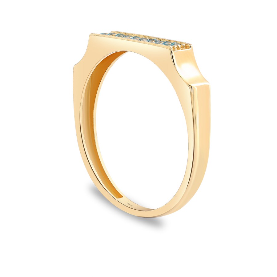 14 Ayar Sarı Altın Turkuaz  Taşlı Yüzük