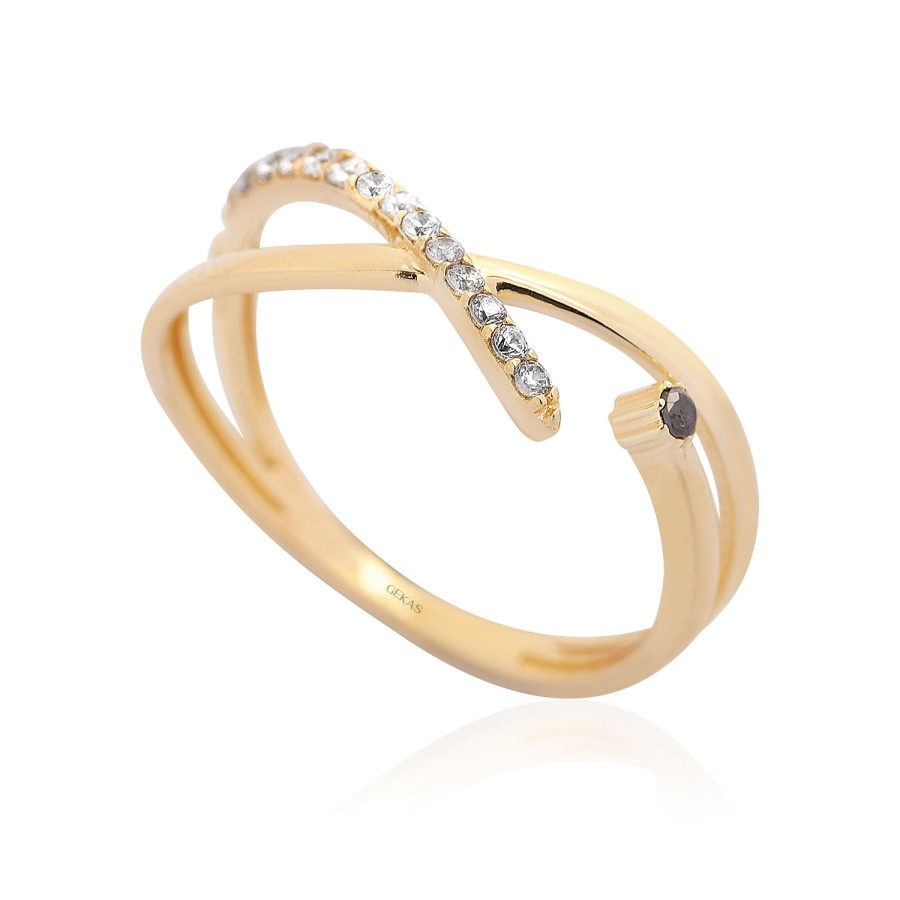 14 Ayar Sarı Altın Şekilli Tasarım Yüzük