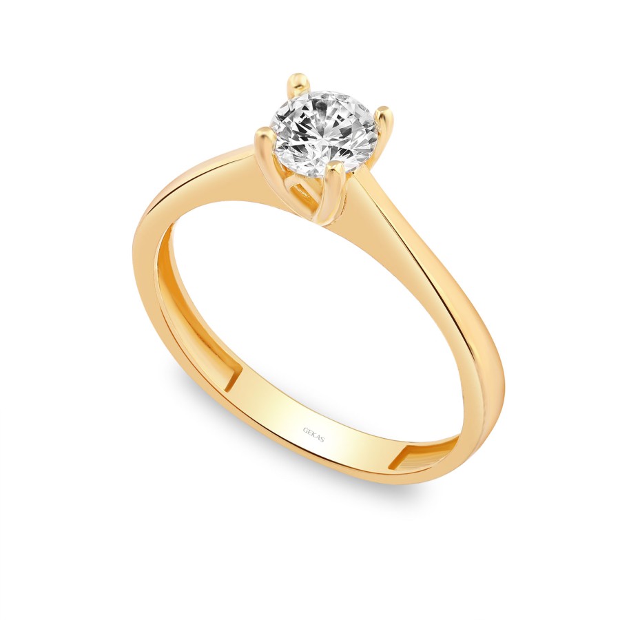 14 Ayar Sarı Altın Tektaş Yüzük