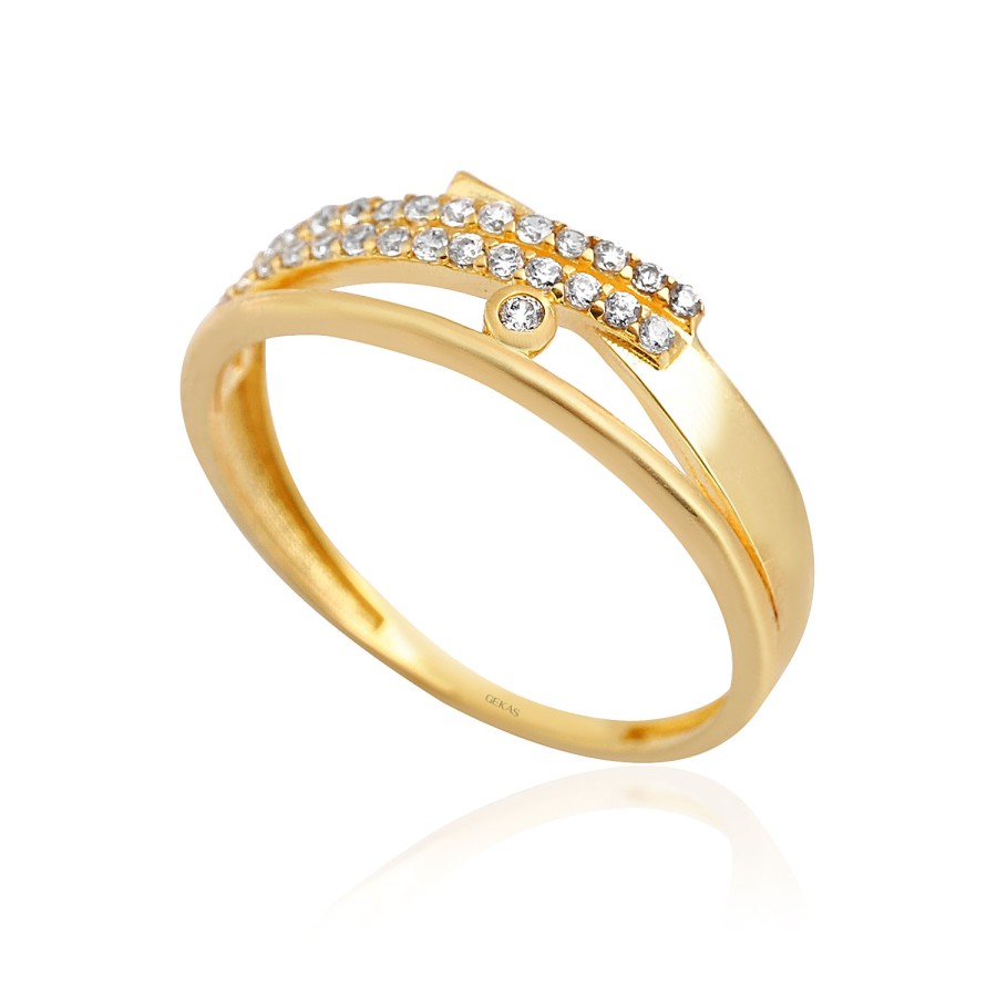 14 Ayar Sarı Altın Özel Tasarım Taşlı Yüzük