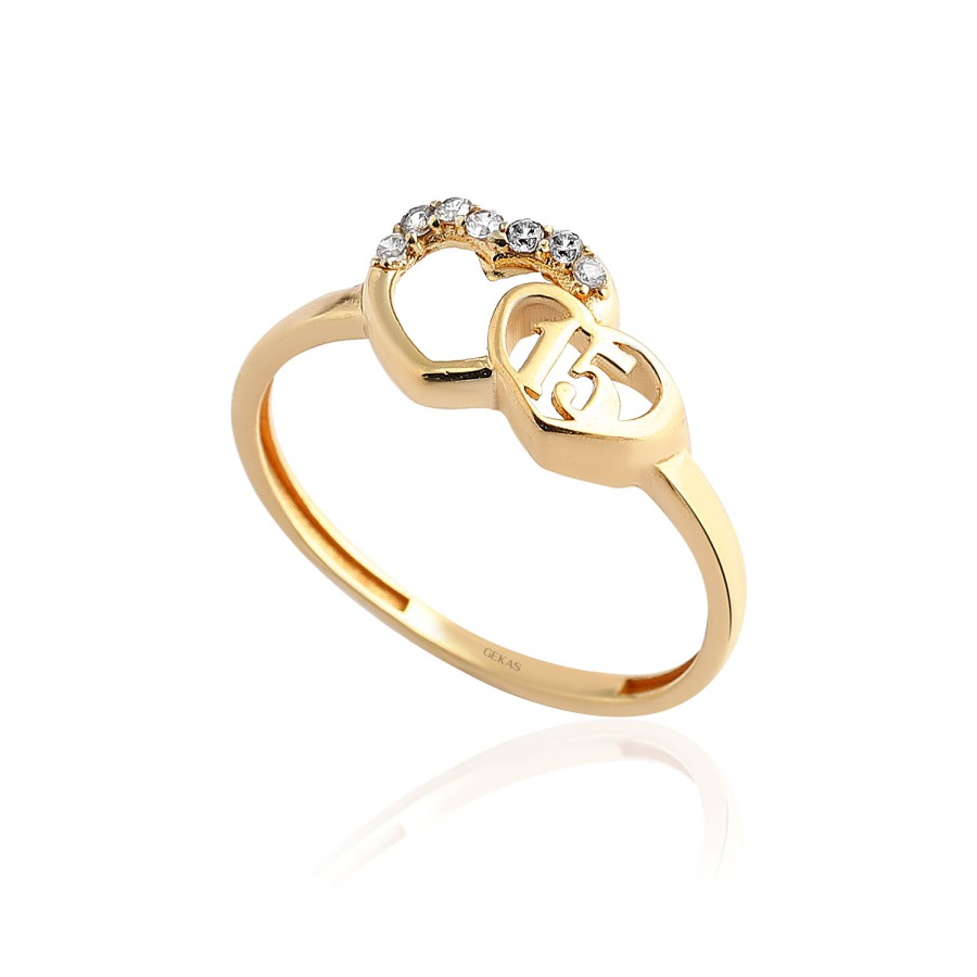 14 Ayar Sarı Altın Kalp Figürlü Yüzük