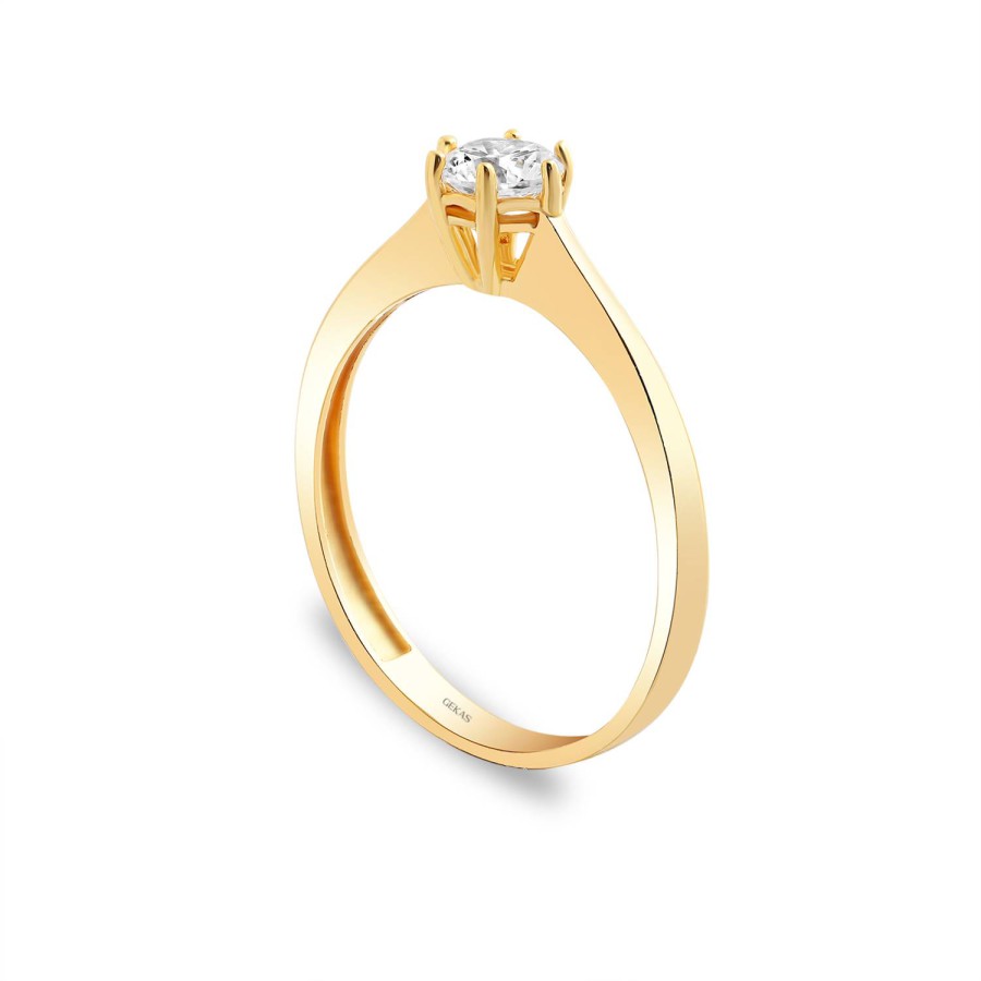 14 Ayar Sarı Altın Tektaş Yüzük