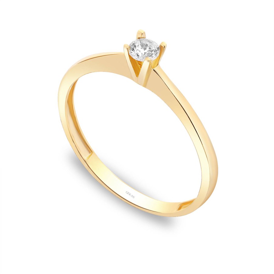 14 Ayar Sarı Altın Tektaş Yüzük