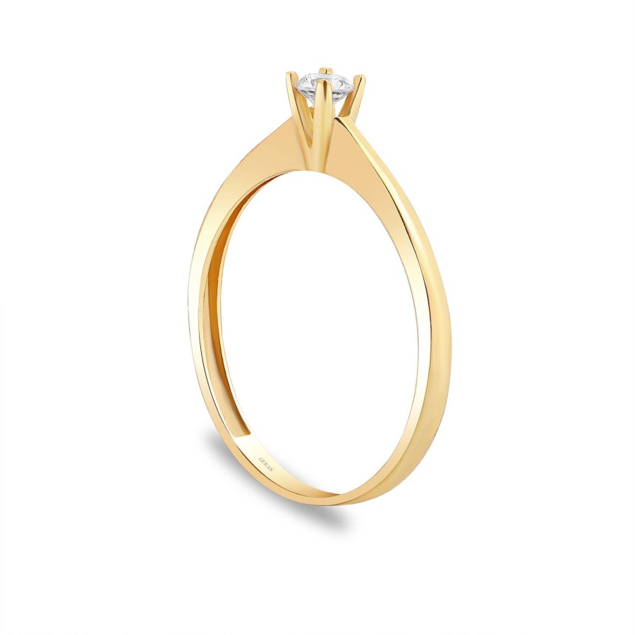 14 Ayar Sarı Altın Tektaş Yüzük