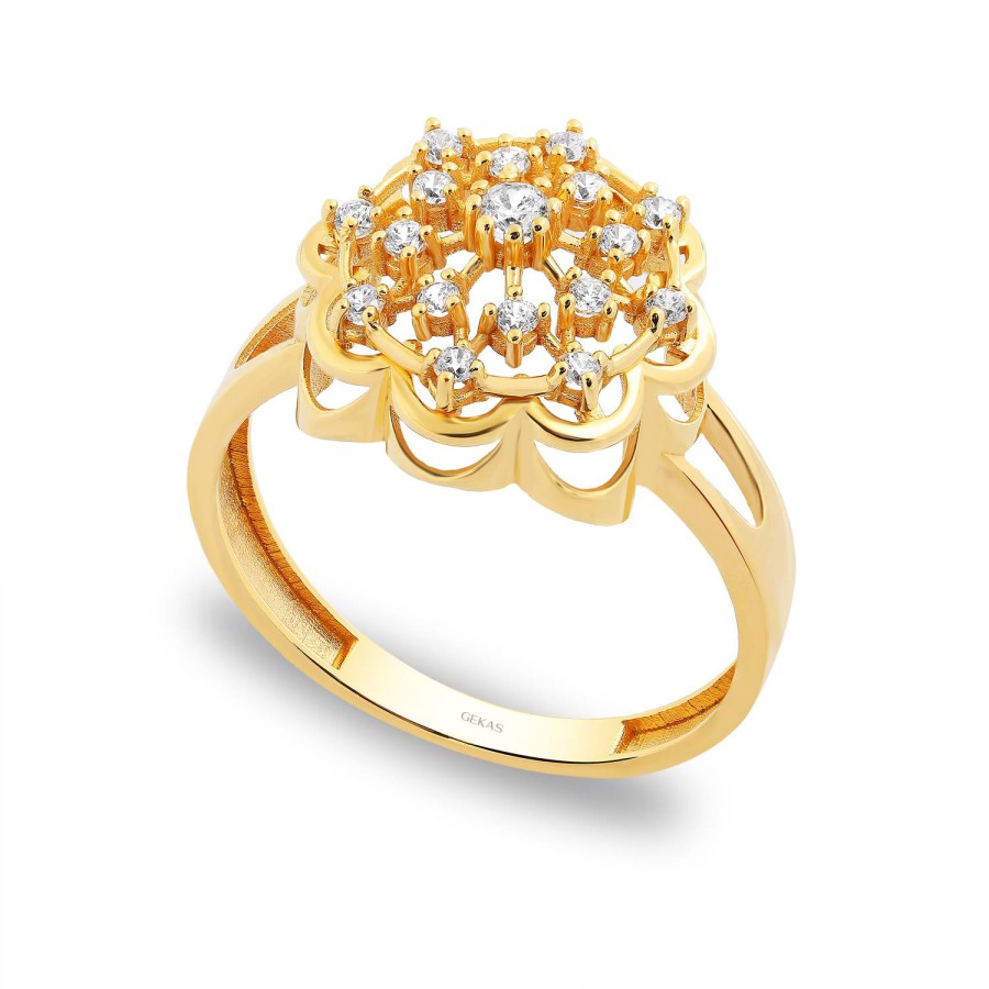 14 Ayar Sarı Altın Fantazi Taşlı Yüzük