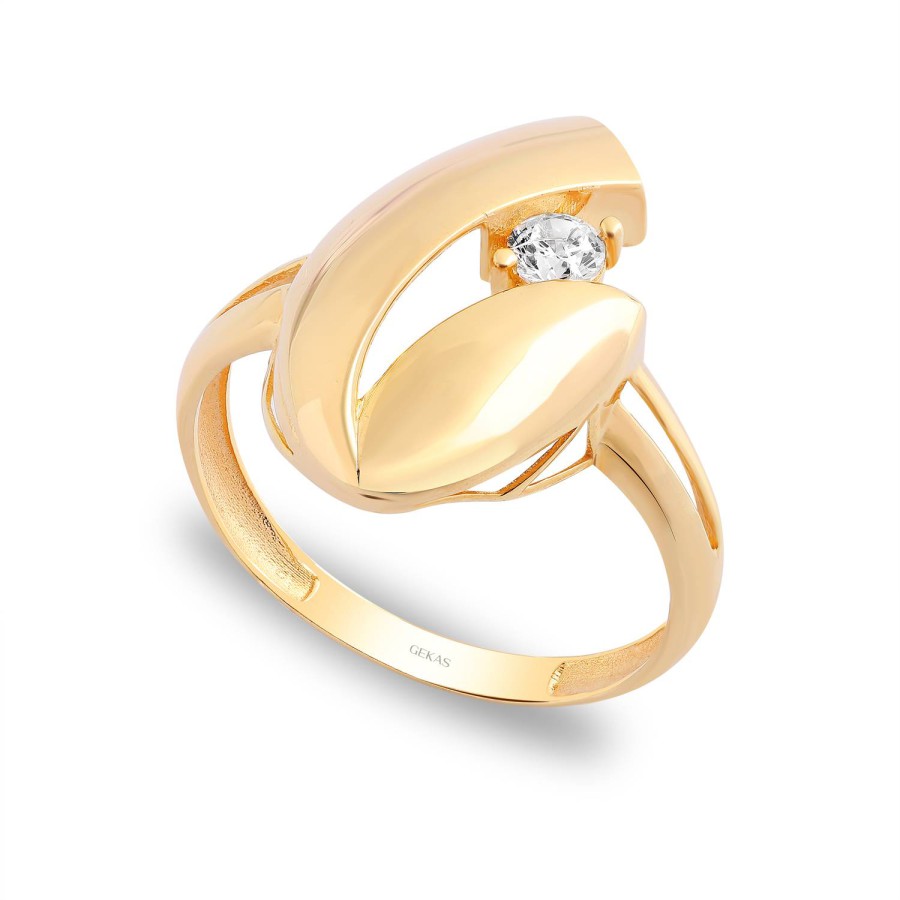 14 Ayar Sarı Altın Trend Taşlı Yüzük