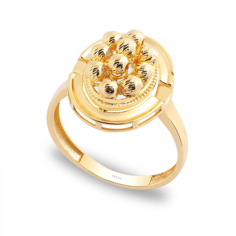 14 Ayar Sarı Altın Doricalı Özel Tasarım Yüzük