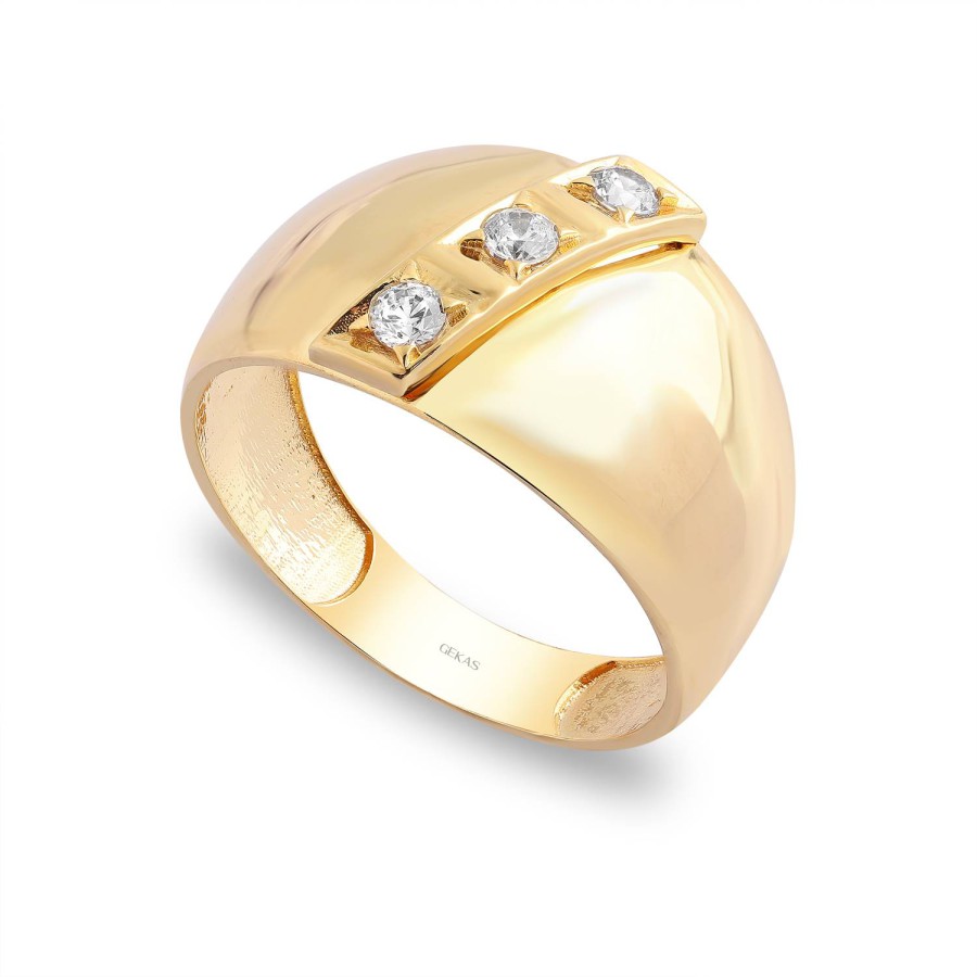 14 Ayar Sarı Altın Taşlı Yüzük