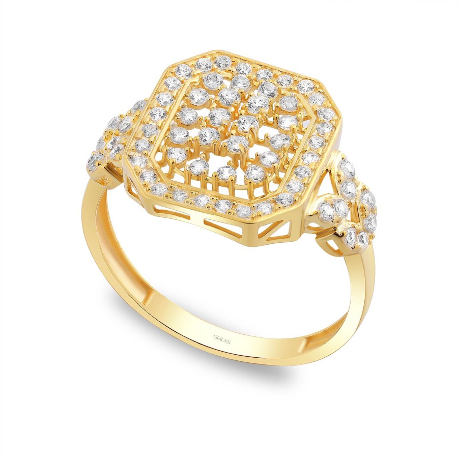 14 Ayar Sarı Altın Baget Tasarımlı Yüzük